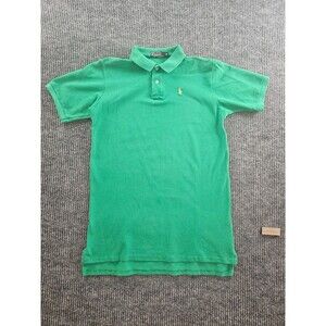 Kids Polo Ralph Lauren Green Short Sleeve Polo Shirt Size XL 18 20 Yellow Pony